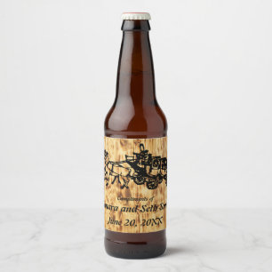 Étiquette Pour Bouteilles De Bière Panneaux en bois de style occidental et stagecoach