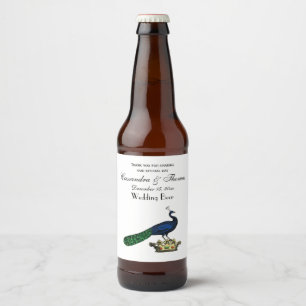 Étiquette Pour Bouteilles De Bière Paon stylisé vintage héraldique sur couronne C