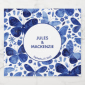 Étiquette Pour Bouteilles De Bière Papillons Aquarelle Indigo Blue (Étiquettes simples)