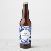 Étiquette Pour Bouteilles De Bière Papillons Aquarelle Indigo Blue (Devant)