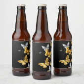 Étiquette Pour Bouteilles De Bière Papillons blancs et dorés (Bouteilles)