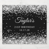 Étiquette Pour Bouteilles De Bière Parties scintillant d'argent Noir 21e anniversaire (Étiquettes simples)