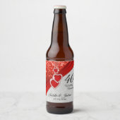 Étiquette Pour Bouteilles De Bière Parties scintillant rouge et blanche (Devant)