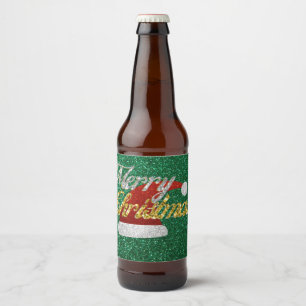 Étiquette Pour Bouteilles De Bière Parties scintillant Santa Hat