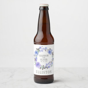 Étiquette Pour Bouteilles De Bière Pastel Purple Aquarelle Florale MARIAGE