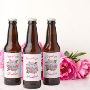 Étiquette Pour Bouteilles De Bière Peony Bouquet Mariage