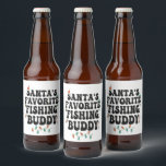 Étiquette Pour Bouteilles De Bière Père Noël Favori Pêche Buddy Funny Christmas Papa<br><div class="desc">noël,  père Noël,  hiver,  Noël,  cadeau,  anniversaire,  rennes,  hanté,  poisson,  pêche, </div>