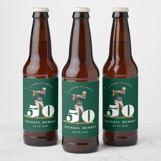 Étiquette Pour Bouteilles De Bière Personalized Green Golf 50th Birthday (Bouteilles)