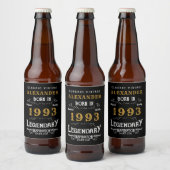 Étiquette Pour Bouteilles De Bière Personnalisé 30e anniversaire Né 1993 Noir Vintage (Bouteilles)