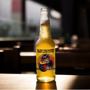 Étiquette Pour Bouteilles De Bière Personnaliser Funny Beer Pong Champs Chimpanzée