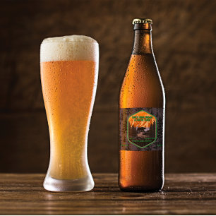 Étiquette Pour Bouteilles De Bière Personnaliser Ours Noir Nature Montagnes Vert