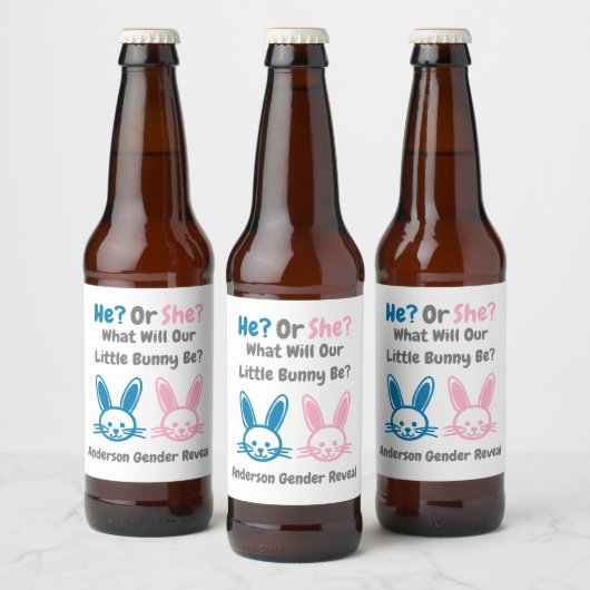 Étiquette Pour Bouteilles De Bière Petit Bunny Gender Reveal (Bouteilles)
