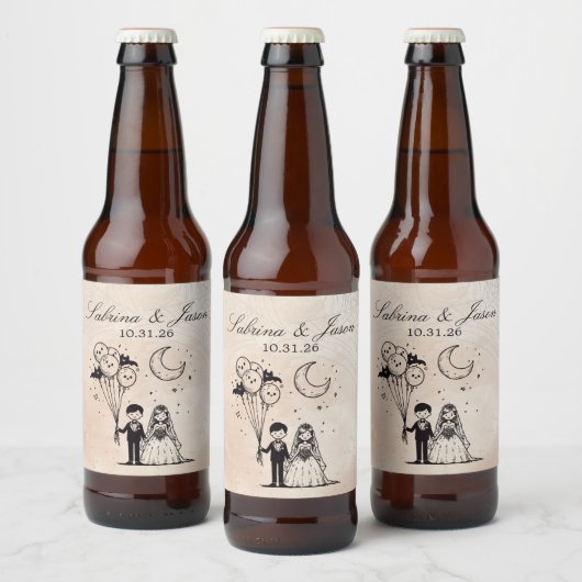 Étiquette Pour Bouteilles De Bière Petit couple éffrayant (Bouteilles)