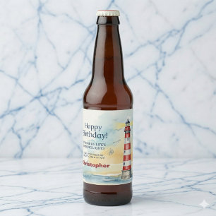 Étiquette Pour Bouteilles De Bière Phare Anniversaire Lumière Brillante Personnalisé