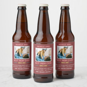 Étiquette Pour Bouteilles De Bière Photo amusante Meilleure maman Jamais Première Mèr