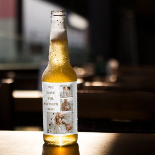 Étiquette Pour Bouteilles De Bière Photo Collage moderne & We Love Papa Cadeaux