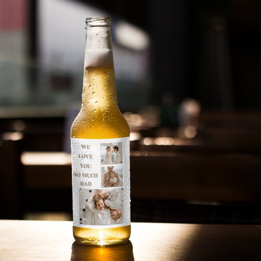 Étiquette Pour Bouteilles De Bière Photo Collage moderne & We Love Papa Cadeaux