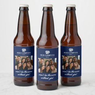 Étiquette Pour Bouteilles De Bière Photo de collègue bleu moderne pour départ à la re