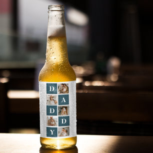Étiquette Pour Bouteilles De Bière Photo et cadeaux de papa vert et de collage modern