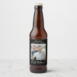 Étiquette Pour Bouteilles De Bière Photo minimaliste moderne Seras-tu mon témoin ?