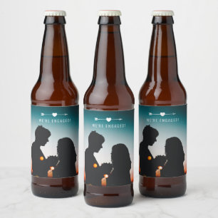 Étiquette Pour Bouteilles De Bière Photo sombre   FIANÇAILLES   Étiquette de bière
