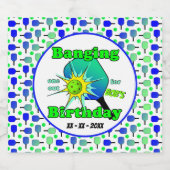 Étiquette Pour Bouteilles De Bière Pickleball Anniversaire Bleu Vert Paddle Ball Beng (Étiquettes simples)