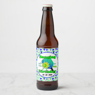Étiquette Pour Bouteilles De Bière Pickleball Anniversaire Bleu Vert Paddle Ball Beng