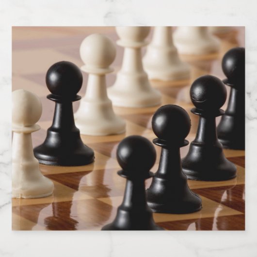 Étiquette Pour Bouteilles De Bière Pions sur le tableau d'échecs (Étiquettes simples)
