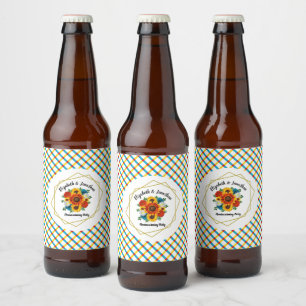 Étiquette Pour Bouteilles De Bière Pique-nique d'été Fleur géométrique