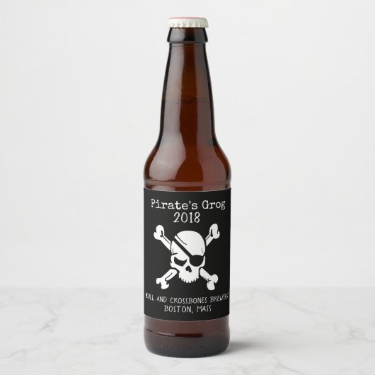 Étiquette Pour Bouteilles De Bière Pirate Skull et Crossbones Étiquette de bières per (Devant)