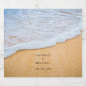 Étiquette Pour Bouteilles De Bière Plage de sable avec Mariage de Surf en mousse (Étiquettes simples)