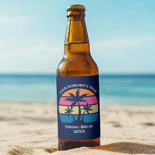 Étiquette Pour Bouteilles De Bière Plage sur mesure Palmiers Bleu