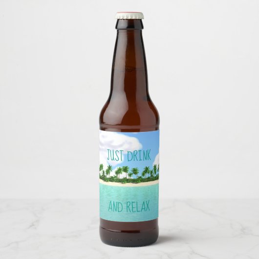 Étiquette Pour Bouteilles De Bière Plage tropicale (Devant)