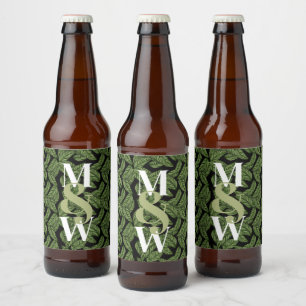 Étiquette Pour Bouteilles De Bière Plante de feuille tropicale moderne Imprimer Monog
