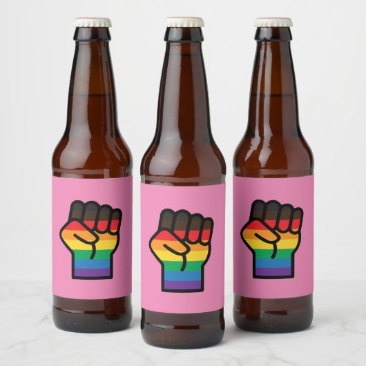 Étiquette Pour Bouteilles De Bière Poing gay pride (Bouteilles)