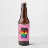 Étiquette Pour Bouteilles De Bière Poing gay pride (Devant)