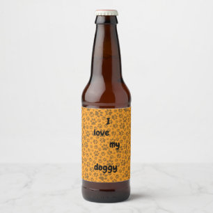 Étiquette Pour Bouteilles De Bière Pois de chien noir et blanc Pointe Polka sur dahli