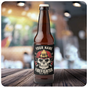 Étiquette Pour Bouteilles De Bière Pompier personnalisé Crâne pompier pompier départe