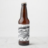 Étiquette Pour Bouteilles De Bière Pont antique. Dessin au crayon. (Devant)