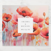 Étiquette Pour Bouteilles De Bière Poppies d'aquarelle rouge dans un champ - Mariage (Étiquettes simples)