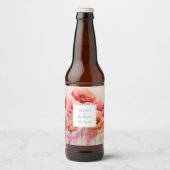 Étiquette Pour Bouteilles De Bière Poppies d'aquarelle rouge dans un champ - Mariage (Devant)