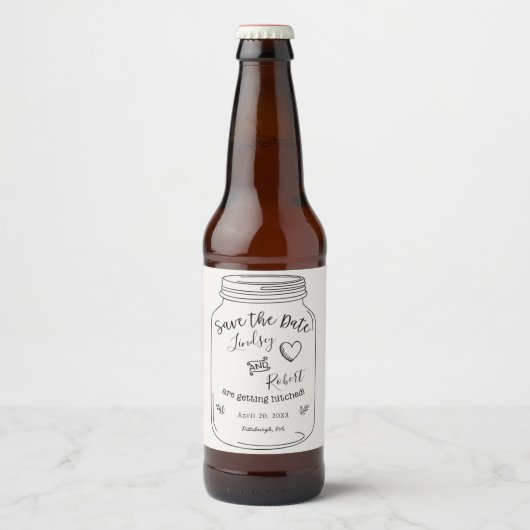 Étiquette Pour Bouteilles De Bière Pot Mason Save the Date (Devant)