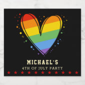 Étiquette Pour Bouteilles De Bière Pride Rainbow LGBTQ Mariage cardiaque (Étiquettes simples)