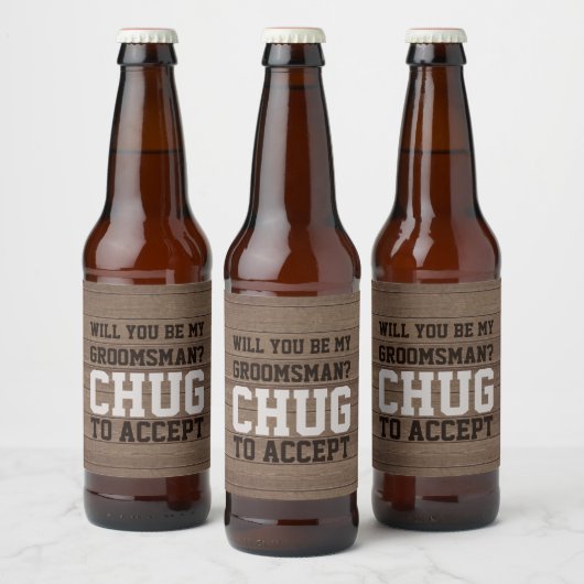 Étiquette Pour Bouteilles De Bière Proposition du Groomsman Chug pour accepter Faux B (Bouteilles)