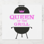 Étiquette Pour Bouteilles De Bière Queen Of The Grill, Couronne Rose (Étiquettes simples)