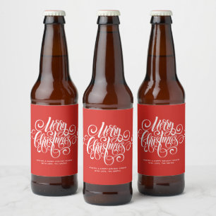 Étiquette Pour Bouteilles De Bière R Script "Joyeux Noël" Personnalisé