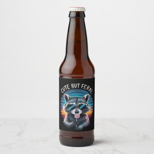 Étiquette Pour Bouteilles De Bière Raccoon mignon mais feral Funny (Devant)
