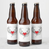 Étiquette Pour Bouteilles De Bière Red Angel Coeur avec ailes (Bouteilles)