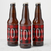 Étiquette Pour Bouteilles De Bière Red Buffalo Plaid & Joy | Holiday (Bouteilles)