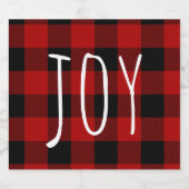 Étiquette Pour Bouteilles De Bière Red Buffalo Plaid & Joy | Holiday (Étiquettes simples)